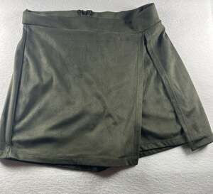Altar'd State Olive Green Faux Suede Wrap Mini Skort Vintage Utility Chic
